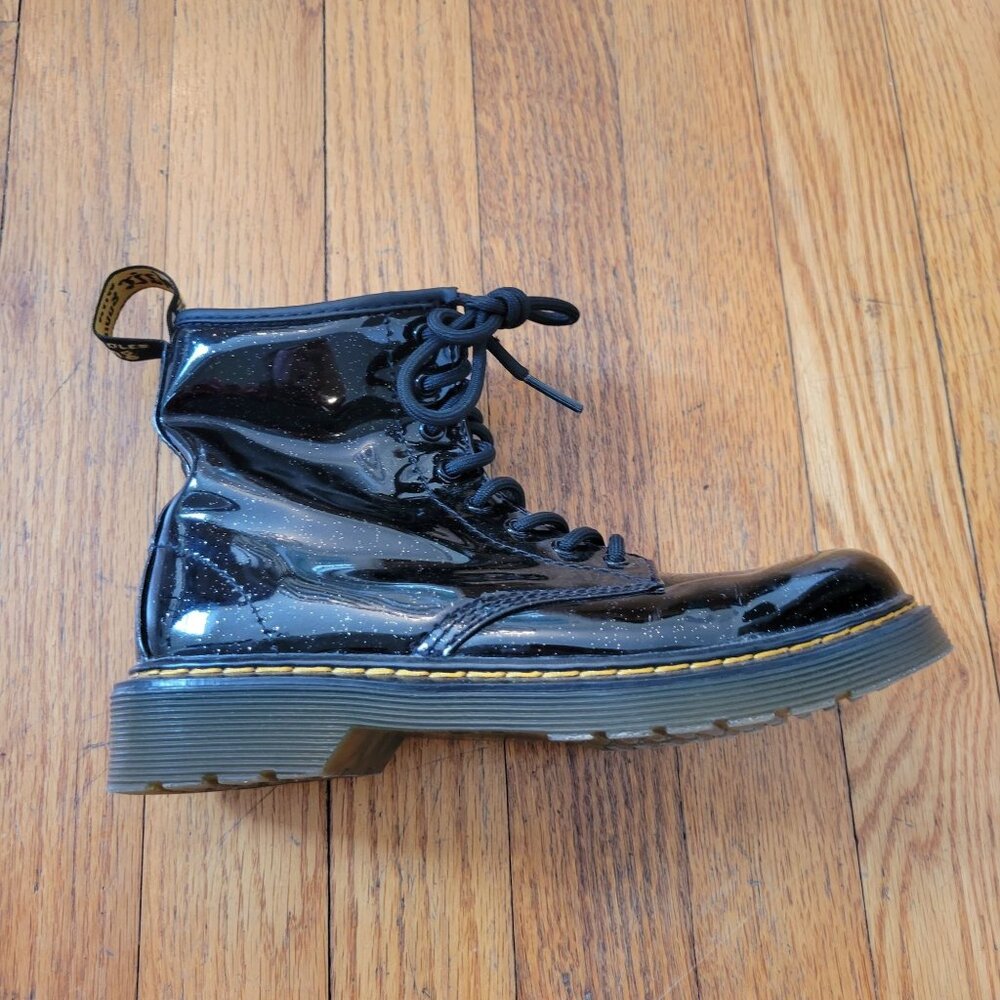 SINGLE Doc Marten Dr Martens 1460 Glitter J Black Patent Leather RIGHT Boot EU34